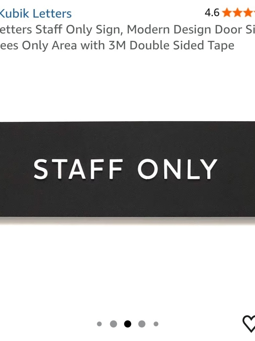 Black "STAFF ONLY" Rectangle Sign